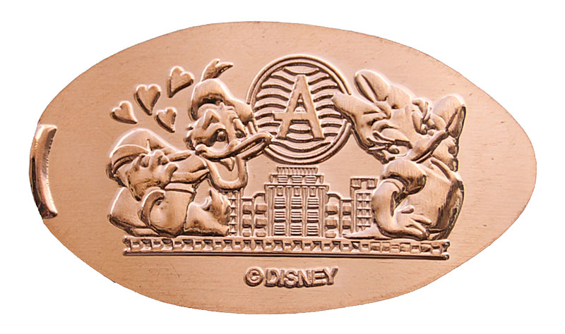 Donald and Daisy Ambassador Hotel Tokyo Disneyland pressed penny or medal released April, 2009