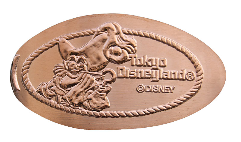 Captain Hook Tokyo Disneyland pressed penny or medal released April, 2009