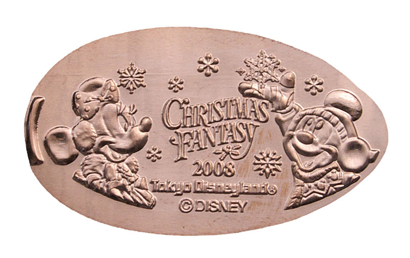 Mickey and Minnie Christmas Fantasy 2008 pressed penny or souvenir medal
