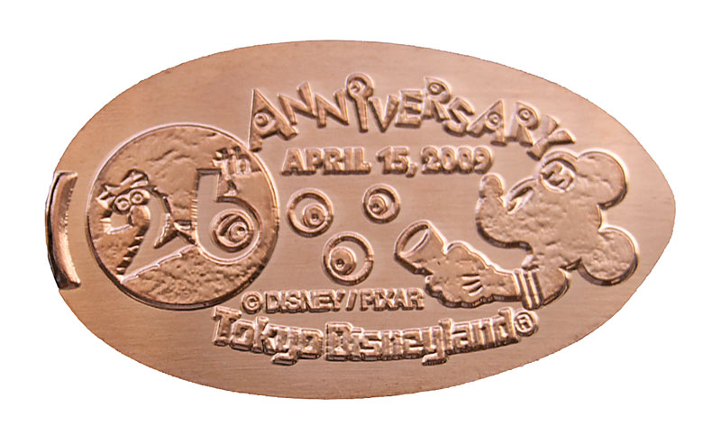 Mickey Mouse 26th Anniversary Tokyo Disneyland pressed penny or medal released April, 2009