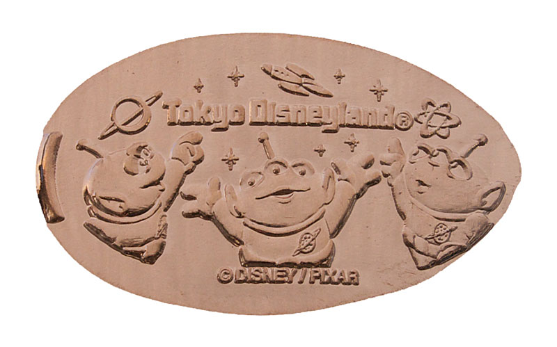 Little Green Men from the movie, Toy Story,  pressed penny or medal