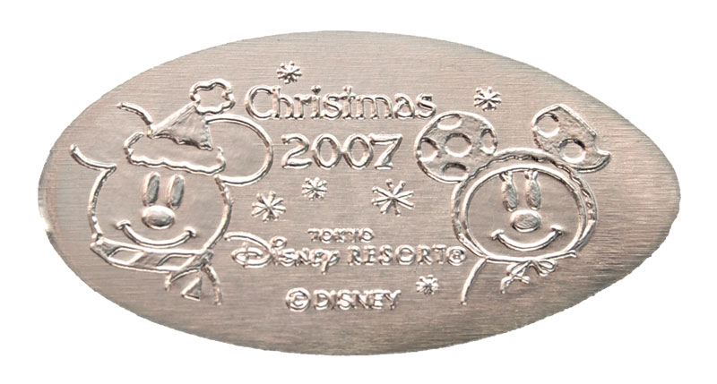 Tokyo Disneyland pressed penny medal Christmas 2007