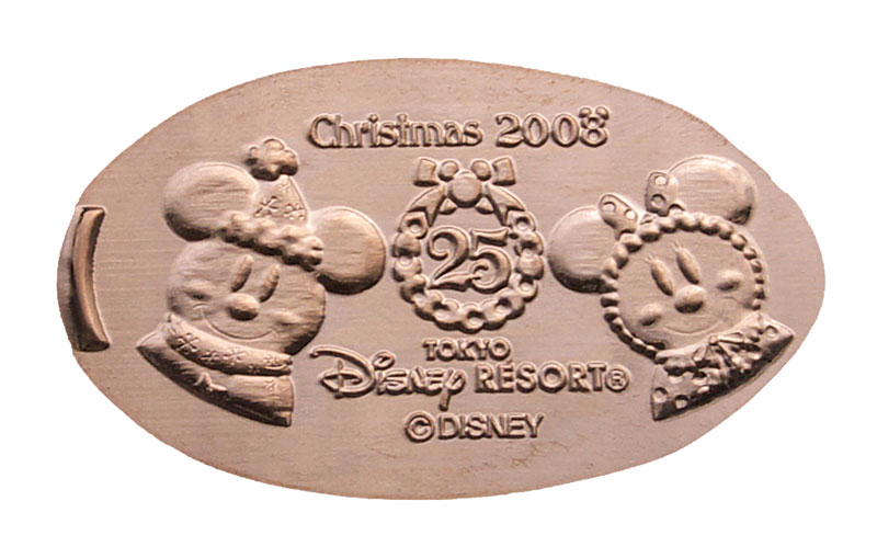 Mickey and Minnie ginger snap Christmas cookies 25th Anniversary pressed penny. 