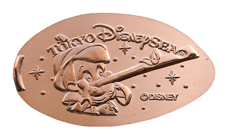 Pinocchio Tokyo Disneyland pressed penny or medal released April, 2009