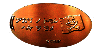 Tokyo Disneyland Pirate Flag pressed coin from 2013  says: Read the writing on the lighted room