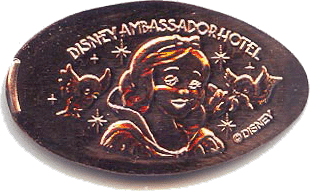 Snow White Ambassador Hotel pressed penny or medal