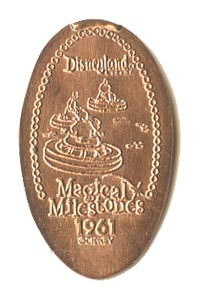 1961 Flying Saucers Opens pressed penny from our elongated coin collection 1961 pressed penny Flying Saucers Opens from our elongated coin collection