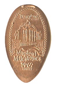 1969 Haunted Mansion Opens pressed penny from our elongated coin collection 1969 pressed penny Haunted Mansion Opens from our elongated coin collection