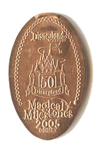 2005 50th Anniversary of Disneyland Park The Happiest Homecoming on Earth squished penny from our elongated coin collection 2005 squished penny 50th Anniversary of Disneyland Park The Happiest Homecoming on Earth from our squished penny collection