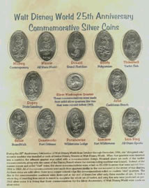 Silver set of 25th Anniversary Walt Disney World pressed coins