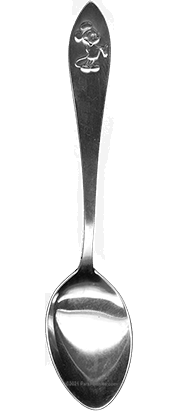 Disney sterling silver demitasse tea spoon, Mickey Mouse standing no park inscription, STERLING, © WDP Hallmarks.  Obverse