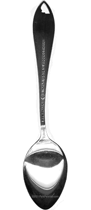 Disney sterling silver demitasse tea spoon, Mickey Mouse standing no park inscription, STERLING, © WDP Hallmarks.  Reverse