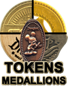 Disneyland Tokens,  Wooden Nickels,  Typer Medals, Pirate Stamper Coins, Medallions, Arcade & Vending Tokens composite image!