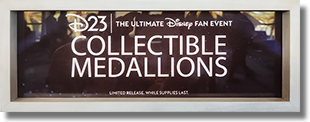 Marquee, D23M0001-0004 D23 2024: The Ultimate Disney Fan Event Medallions Disney's Sorcerer Mickey, Star Wars Darth Vader, Marvel's Iron Man, Pixar's Woody & Buzz. Guide #s D23M0001-0004. August 9-11, 2024.  