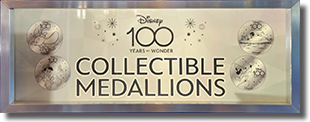 Click to view the guide listing for this medallion machine set #50-53 Disneyland Hotel, Dumbo aka Jumbo, Pinocchio, Mowgli Baloo, Sorcerer Mickey Medallion Guide Numbers 50-53 