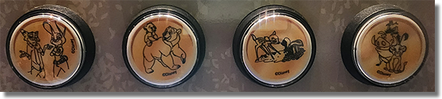 #115-118 Buttons Judy Hopps & Nick Wilde, Kenai & Koda, Bambi & Flower, Pumbaa & Nala. Grand Californian Hotel & Spa, Downtown Disney 1/9/2024.