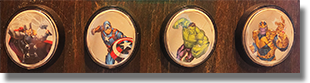 new Guardian's Marvel Medallions, Thor, Captain America, Hulk, Thanos The Mad Titan, guide #295-298