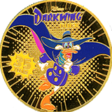 #D23M0012 Disney DARKWING DUCK, 35 YEARS commemorative medallion. D23 2026: The Ultimate Disney Fan Event, Anaheim Convetion Center, August 14, 2026.