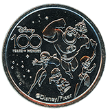 Disneyland Resort's Disney 100 Years of Wonder Souvenir Medallion featuring The Incredibles Parr Family.