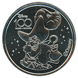 #68 Medallion, Disney 100 Years of Wonder Souvenir Medallion featuring Captain James Hook. Part of machine set #17.
