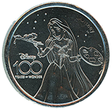 #85 Medallion, Disney 100 Years of Wonder Souvenir Medallion featuring Rapunzel and Pascal. Part of machine set #21
