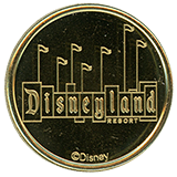 #93 DRM0093 Classic, Nostalgic Seven-Flag Disneyland Marquee Souvenir Medallion. Magic Key Terrace, Disney California Adventure, Anaheim California.