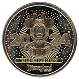 #96 Disneyland Resort Souvenir Medallion features 2024 Minnie Mouse The Happiest Place On Earth, Disneyland Resort.