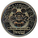 #97 Disneyland Resort Souvenir Medallion features 2024 Mickey Mouse The Happiest Place On Earth, Disneyland Resort. 