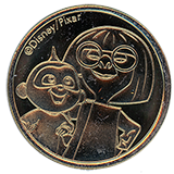 #110 Disneyland Resort Souvenir Medallion featuring Edna E Mode & Jack Jack. 