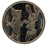 #115 Disneyland Resort Souvenir Medallion featuring Judy Hopps and Nick Wilde.  