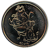 #118 Disneyland Resort Souvenir Medallion featuring Timon, Pumbaa and Nala.