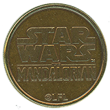 Star Wars Mandalorian set reverse image, Star Wars Trading Post Medallion Vending Machine.