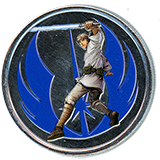 #243, Star Wars Jedi Knight Luke Skywalker obverse versus a Darth Vader reverse Star Wars Colorized Souvenir Medallion, Star Wars Trading Post, Downtown Disney, Disneyland Resort, USA. 9-3-2025