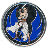 #246, Star Wars Rey versus a Kylo Ren reverse Star Wars Colorized Souvenir Medallion, Star Wars Trading Post, Downtown Disney, Disneyland Resort, USA. 9-3-2025.
