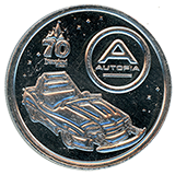 #256 Space Mountain Exit - Near Star Trader, Tomorrowland. Design: Autopia Car with Autopia Logo above, Disneyland Resort 70th Anniversary medallion, Disneyland Resort 70th Anniversary medallion. December 25, 2025.