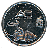 #257 Space Mountain Exit - Near Star Trader, Tomorrowland. Design: Goofy in an Astro Orbiter with an Astro Oribiter Logo above, Disneyland Resort 70th Anniversary medallion, Disneyland Resort 70th Anniversary medallion. December 25, 2025. 