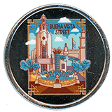 #287 Los Feliz Five and Dime, Disney California Adventure. #287 Buena Vista Street Artwork, Colorized Disneyland Resort 70th Anniversary medallion.
