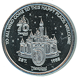 #267 Disneyland Story exit, "TO ALL WHO COME TO THIS HAPPY PLACE WELCOME" Disneyland 70th Anniversary Medallion. January 8, 2026.