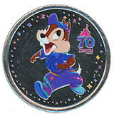 Guide #278 Gone Hollywood Happy Running Chip Colorized Disneyland Resort 70th Anniversary medallion. This medallion machine was placed inside the Gone Hollywood Gift Shop, on Hollywood Boulevard, Disney California Adventure, Disneyland Resort, Anaheim, California, USA.  First reported on January 8, 2026.