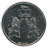 #21, Disneyland Resort's Disney 100 Years of Wonder Souvenir Medallion featuring Chip N Dale.