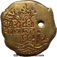 Walt Disney World Type II "Gold" / brass Doubloon stamper coin reverse