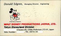This Donald Edgren Disney Japan Business Card 