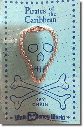 Circa 1975 Blue Card Brass WDW Priates of the Caribbean key chain