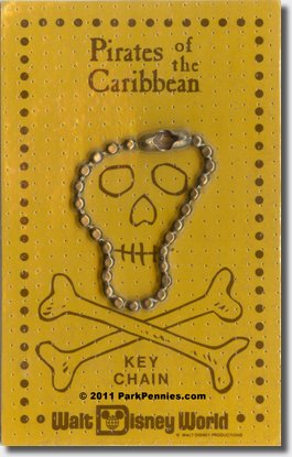 Circa 1975 Orange Card Brass WDW Priates of the Caribbean key chain
