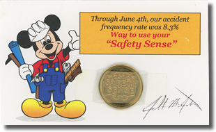 Safety Sense June 4th applause token card with token from Disneyland.