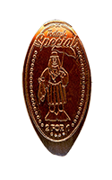 DT0028 Vertical elongated coin image, Today's Special, Trader Sam, 2 FOR 1  pressed coin.