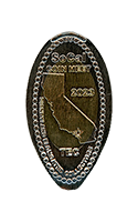 DT0032  "SoCal COIN MEET 2023, TEC, DISNEYLAND ELONGATED COLLECTORS" vertical elongated coin image, pressed coin. 