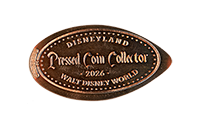 Large image of the DT0040P Horizontal elongated penny image, DISNEYLAND, PRESSED COIN COLLECTOR, 2026, WALT DISNEY WORLD 