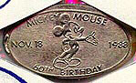 DW0007d MICKEY MOUSE, NOV. 18, 1988, 60TH BIRTHDAY elongated DIME