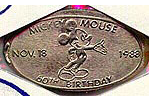 DW0007d MICKEY MOUSE, NOV. 18, 1988, 60TH BIRTHDAY elongated DIME